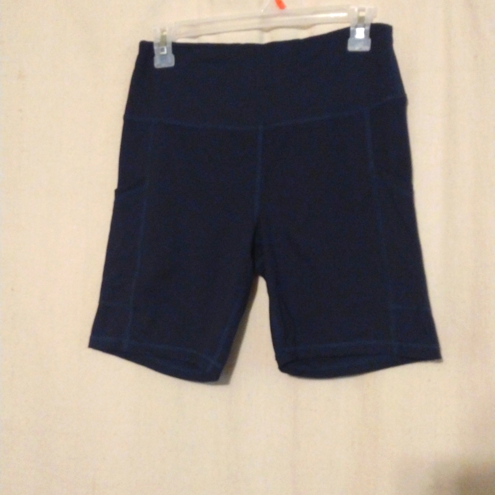 Yogalicious Lux Navy Blue Bike Shorts- Size Large